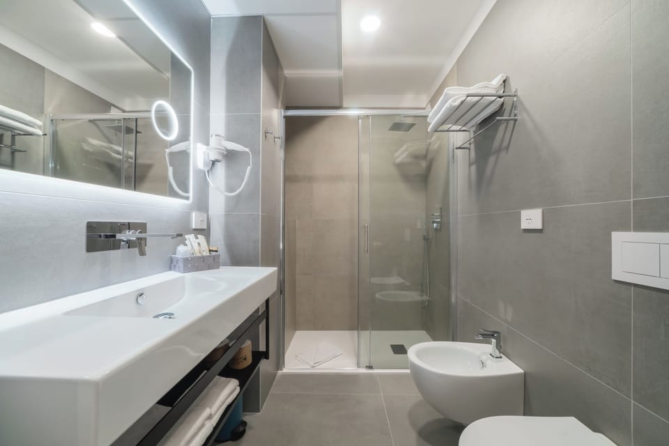 Deluxe Double Room, 1 King Bed | Bathroom | Shower, eco-friendly toiletries, hair dryer, bidet