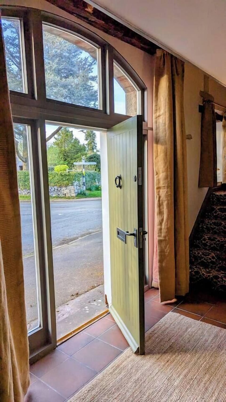 Looking out into the Village square