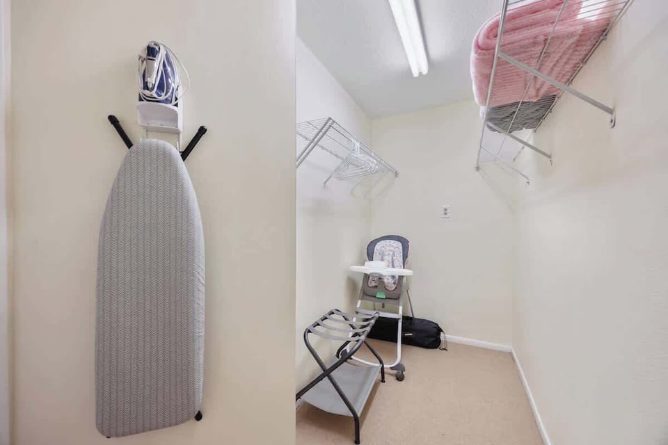 Stay fresh and travel light with in-unit laundry, an ironing station, and extra essentials like a high chair and luggage rack—everything you need for a smooth, comfortable stay.
