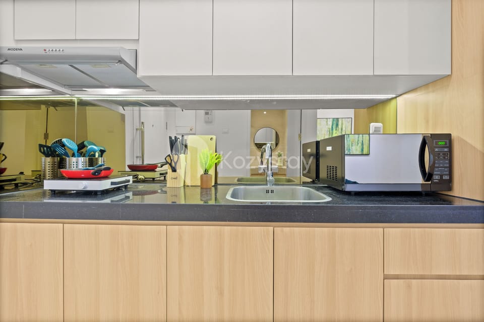 Apartment, 1 Bedroom, City View | Private kitchen | Full-size fridge, microwave, stovetop, cookware/dishes/utensils