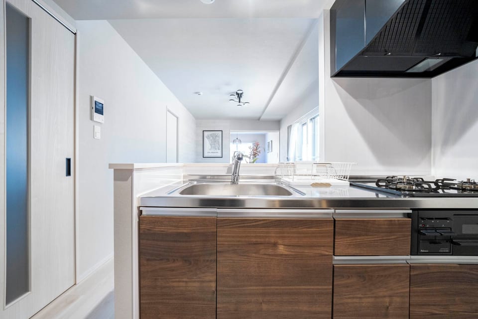 Full-size fridge, microwave, stovetop, electric kettle