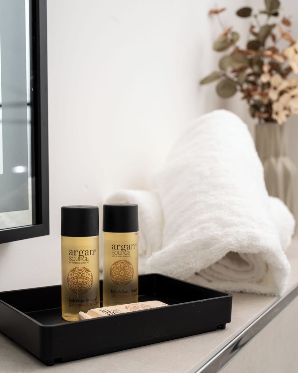 Comfort Double Room | Bathroom | Shower, hair dryer, towels, soap