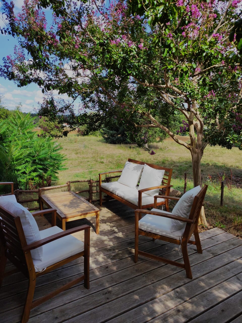 Private terrace with a view of the ponds