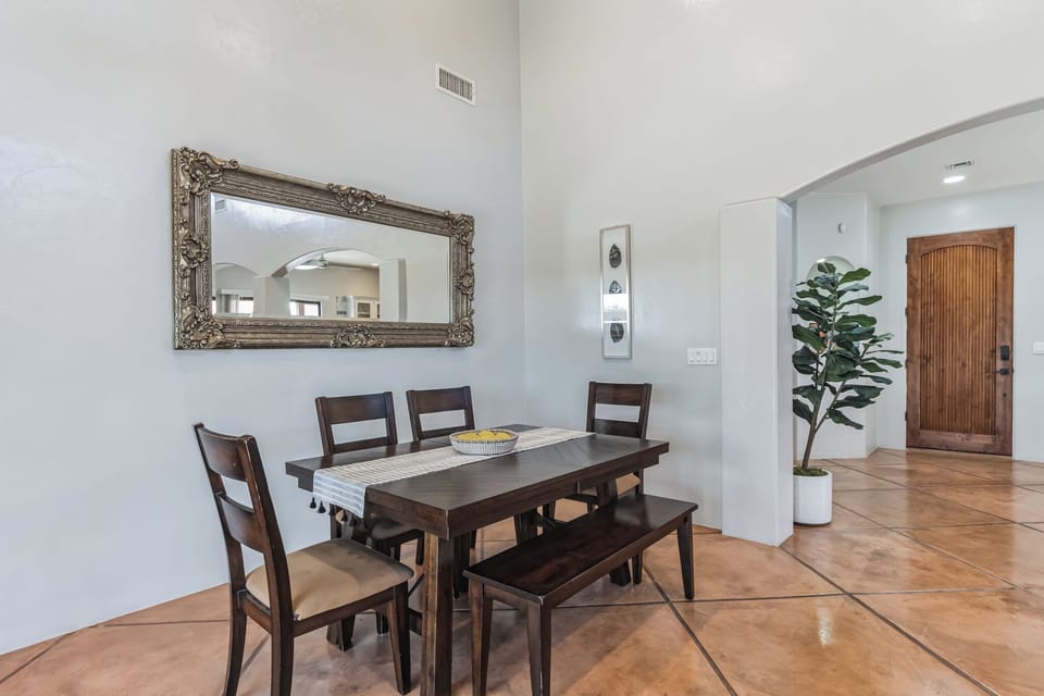 Dining nook for family meals or remote work.