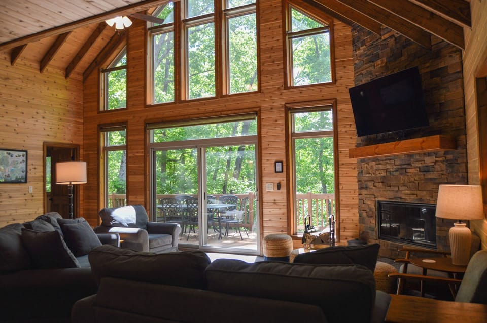 Gorgeous wall of windows with remote blinds