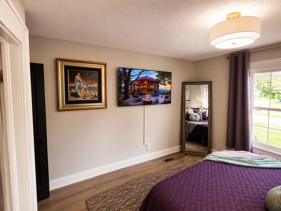 Get dressed in front of the full-length mirror before you head out for the day - little touches like the horse painting make it feel like a real room, not a rental.