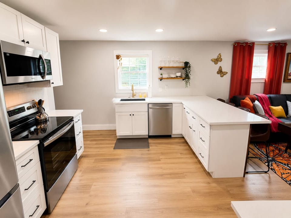 Load the dishwasher without missing a beat of what's on TV - the pass-through keeps you in the conversation while you clean