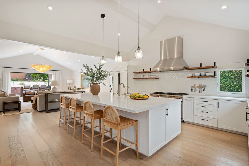 Grand open concept kitchen with large kitchen island