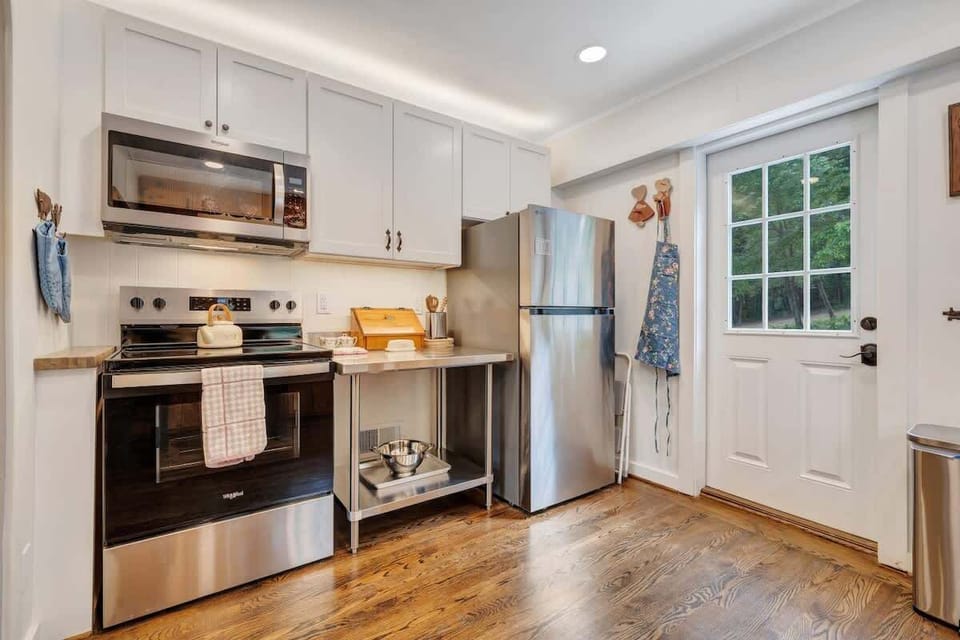 Kitchen with stainless steel appliances and modern design