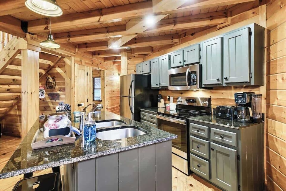 The island has seating for quick snacks or to visit with the chef