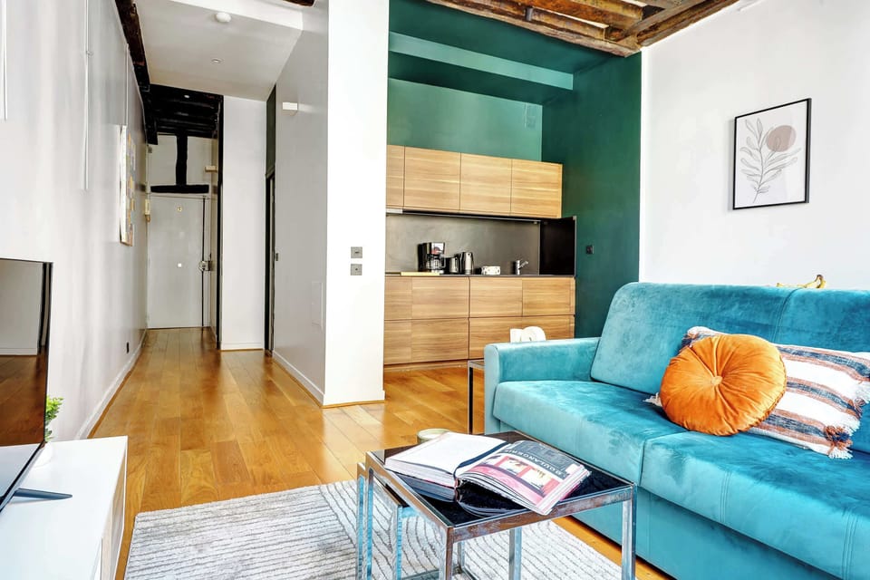 The open-plan living, kitchen and dining area