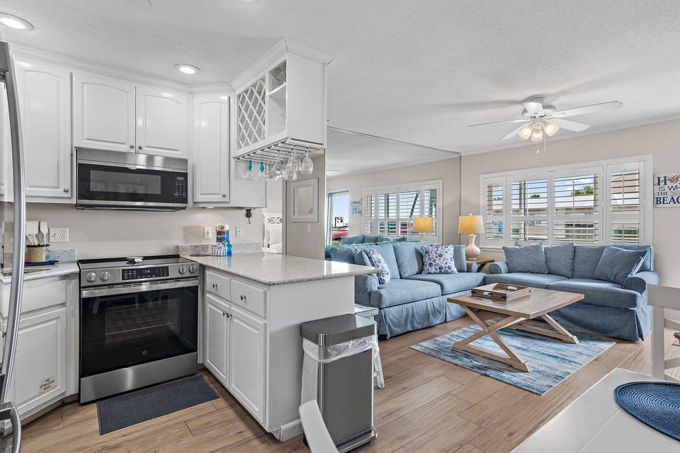 Living room plus kitchen