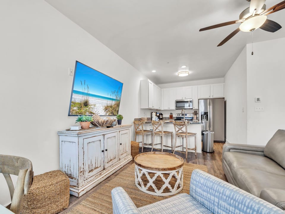 Living room to kitchen view