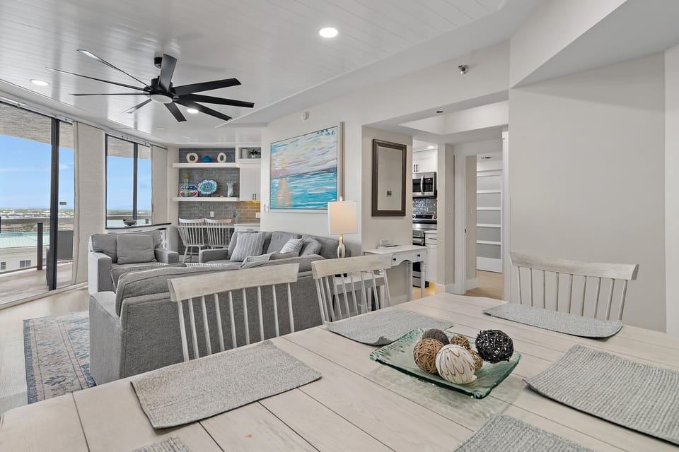 Dining area and living room