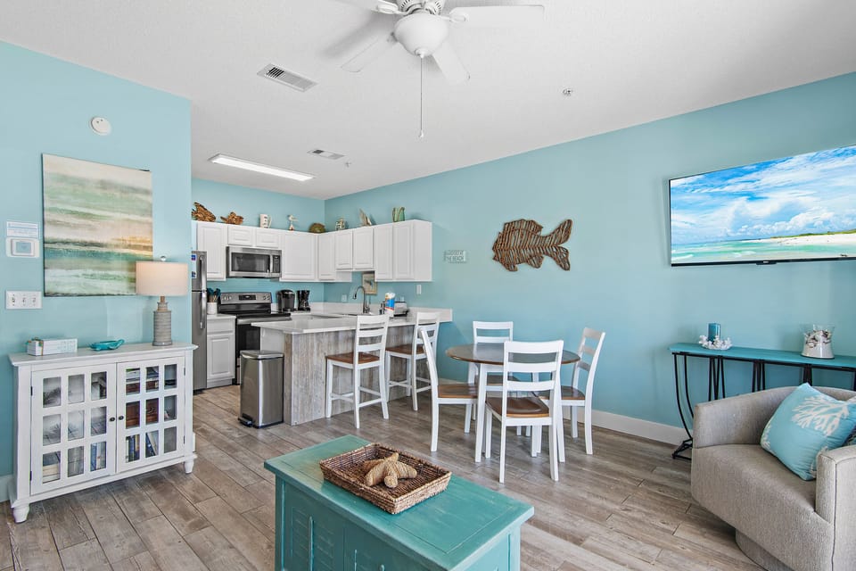 Living room to kitchen view