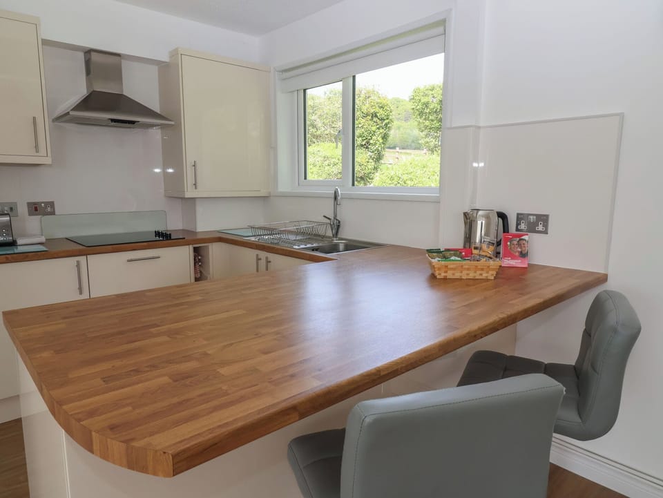 Fridge, microwave, toaster, cookware/dishes/utensils
