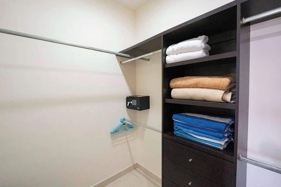 Ample closet space to unpack and store luggage