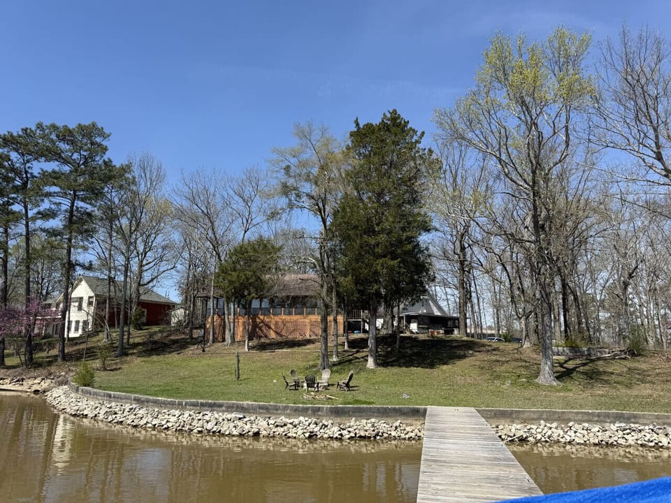 Lake view of home from private pier