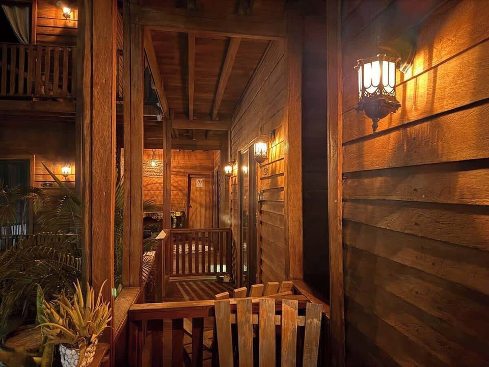 Wood interior with balcony access