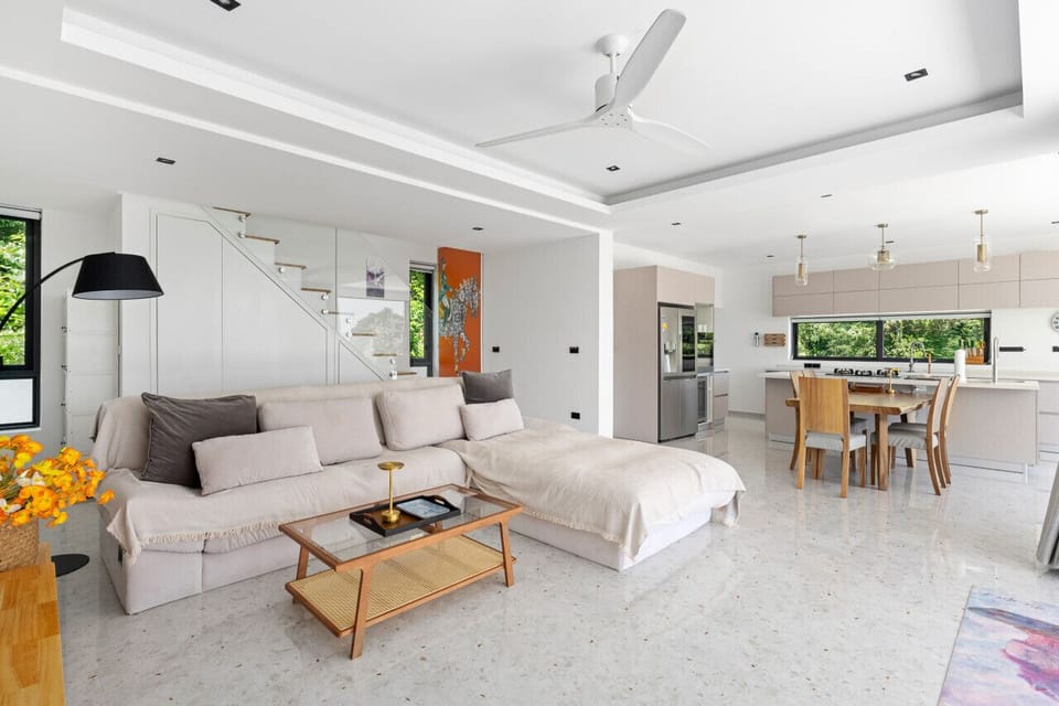 Sea view terrace with modern seating - Villa Maya 3BR Samui villa near Chaweng Noi Beach
