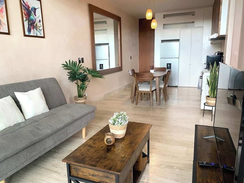 Bright open living and dining space