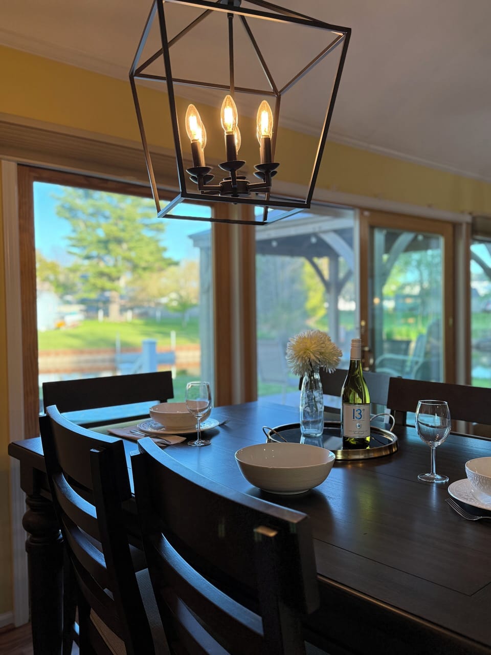 Dining room table seats up to 8. Great for meals and/or game night.