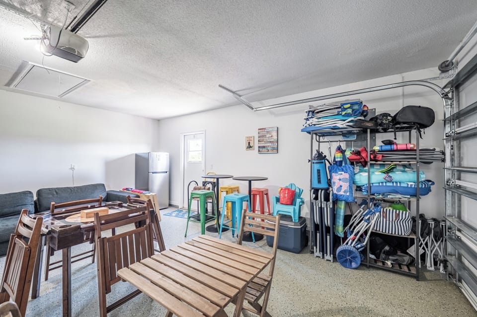 Tables and chairs available when needed, plus corn hole and a dominoes table.