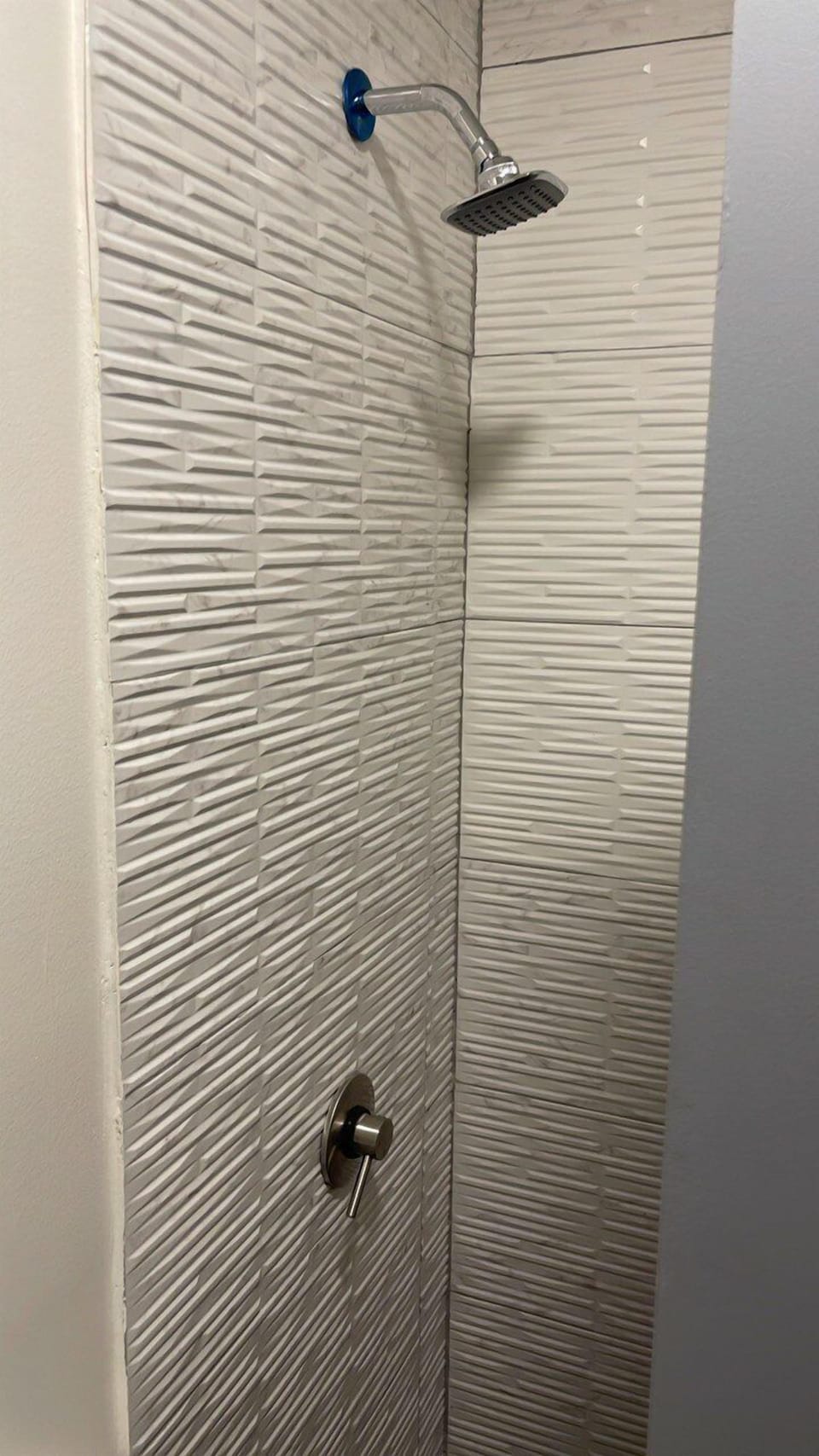 Shower, towels, soap, toilet paper