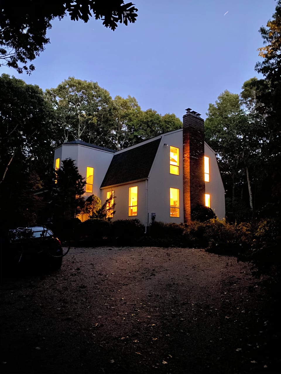 exterior of house in the evening