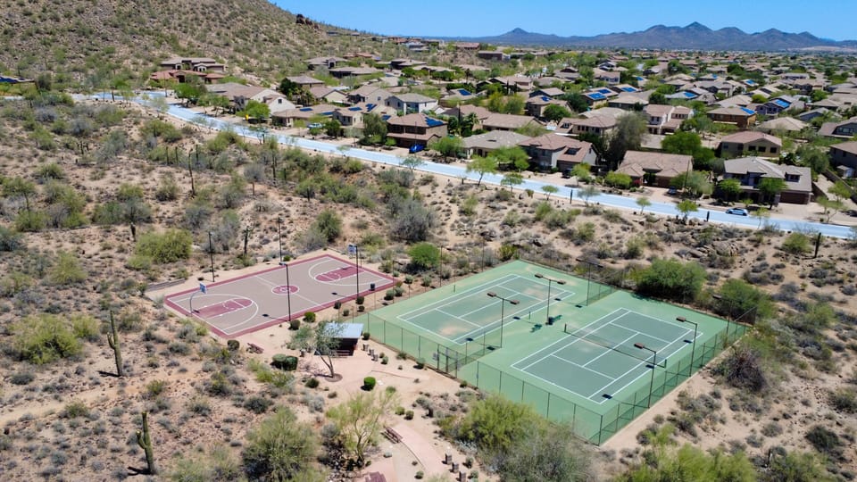 Community basketball/tennis court