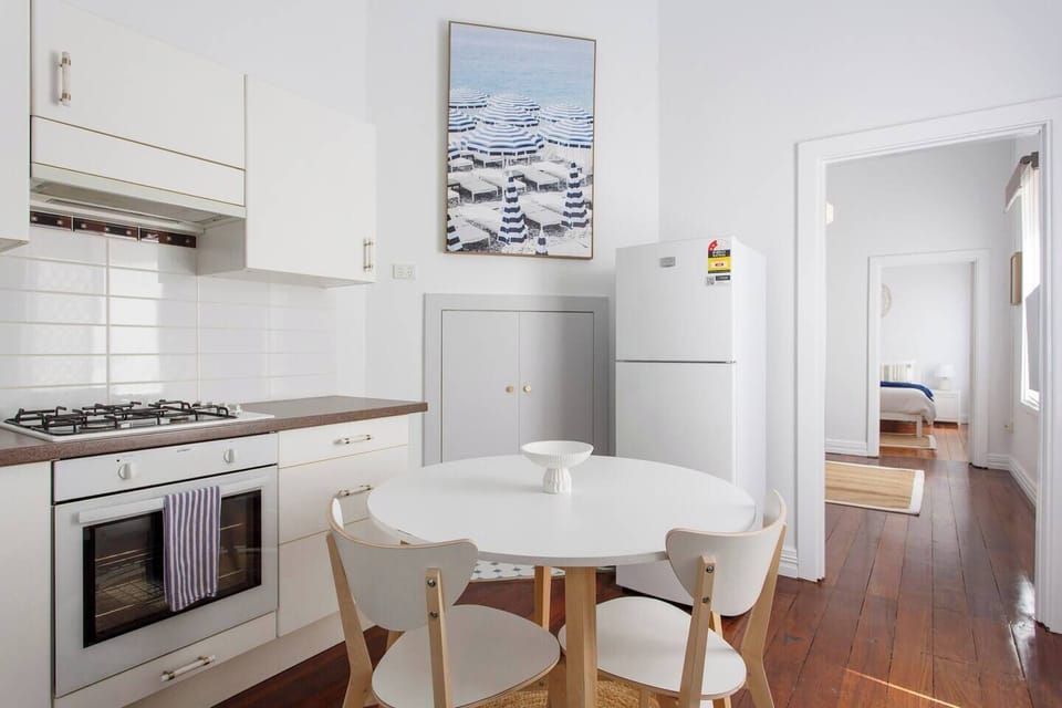 Kitchen with full sized fridge/freezer