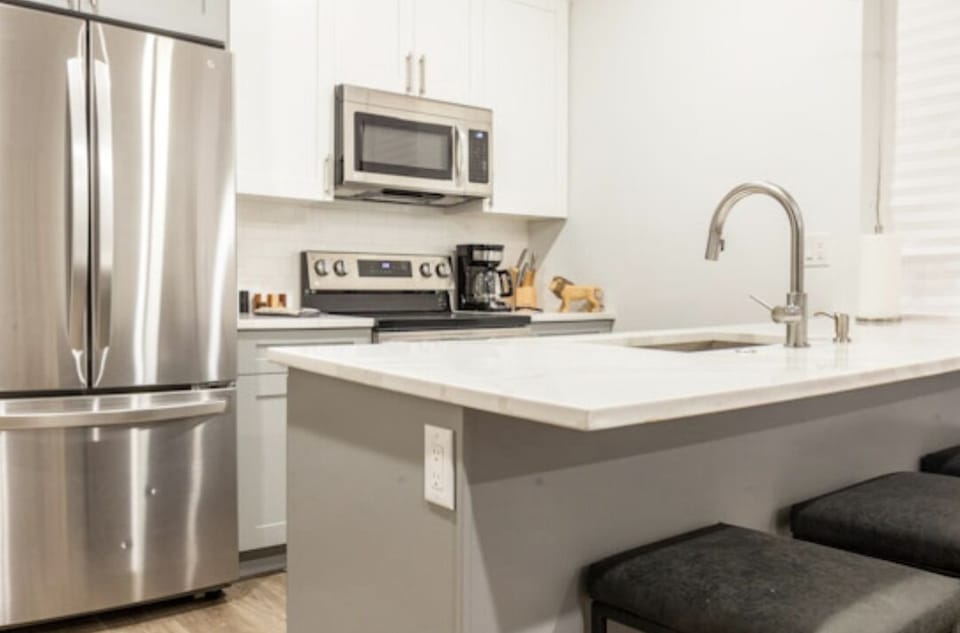A welcoming kitchen with ample counter space.