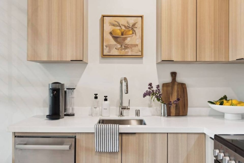 Full kitchen: Nespresso, fridge, stove/oven, plates and utensils,dishwasher