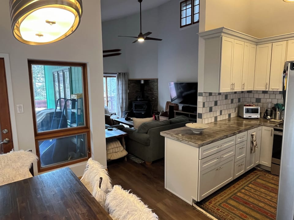 Dining area living area and kitchen open concept