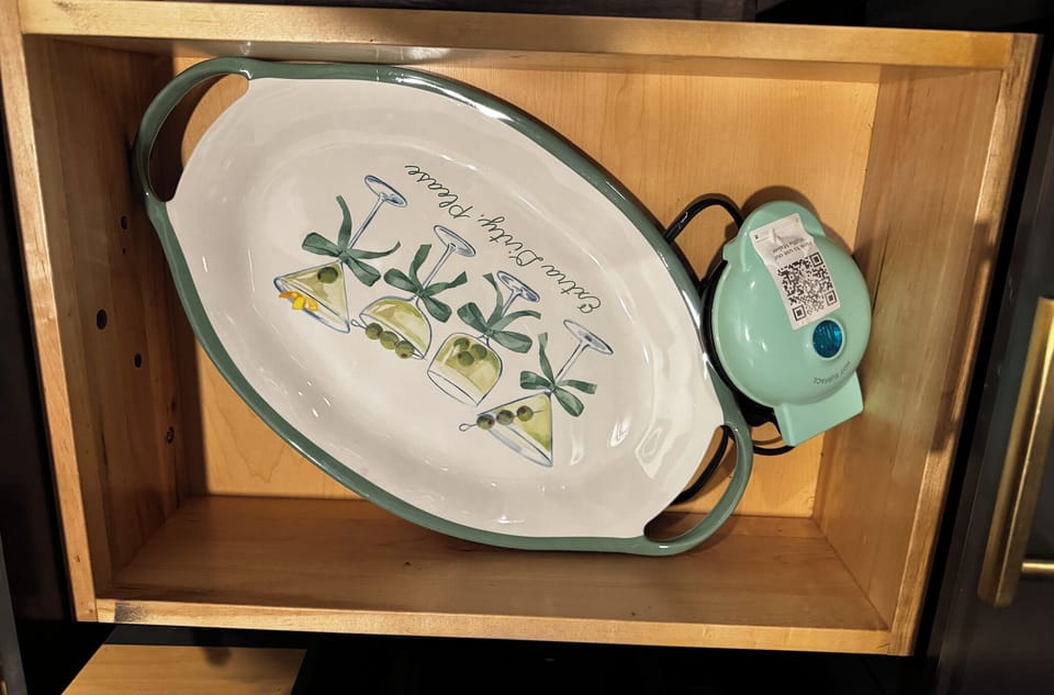 Mini waffle maker and bowl to serve.