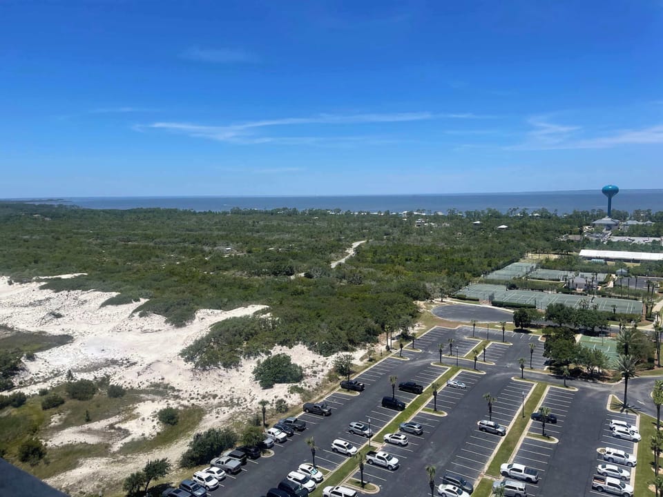 Rear view of the Beach Club Resort and Mobile Bay from the second bedroom balcony 