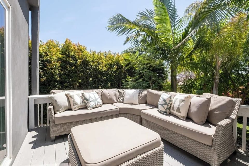 The inviting outdoor lounge calls for a perfect San Diego day