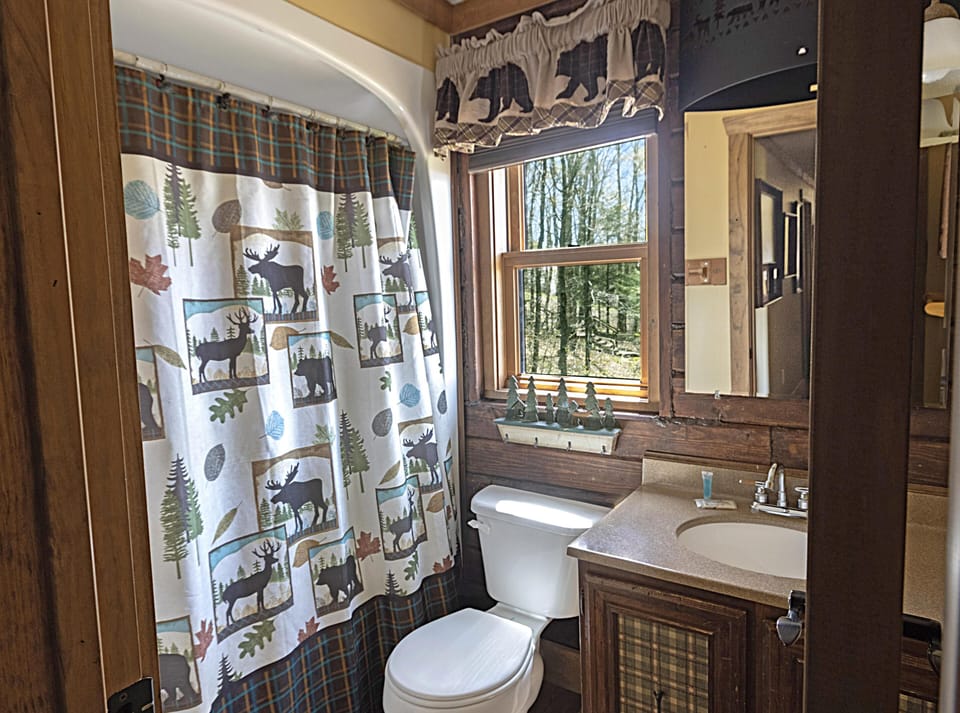 Bathroom #2 with a shower/tub combo.