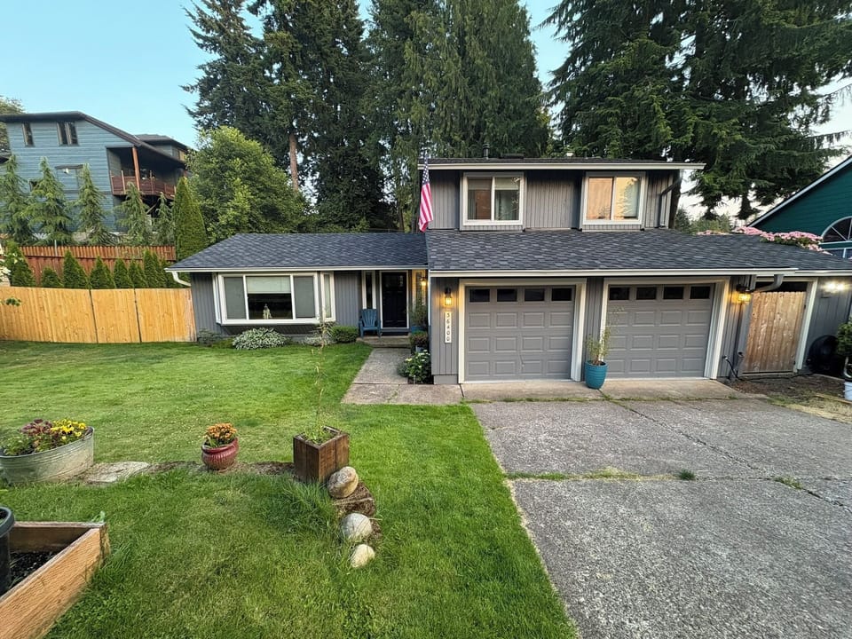 Front facade, 2-car garage