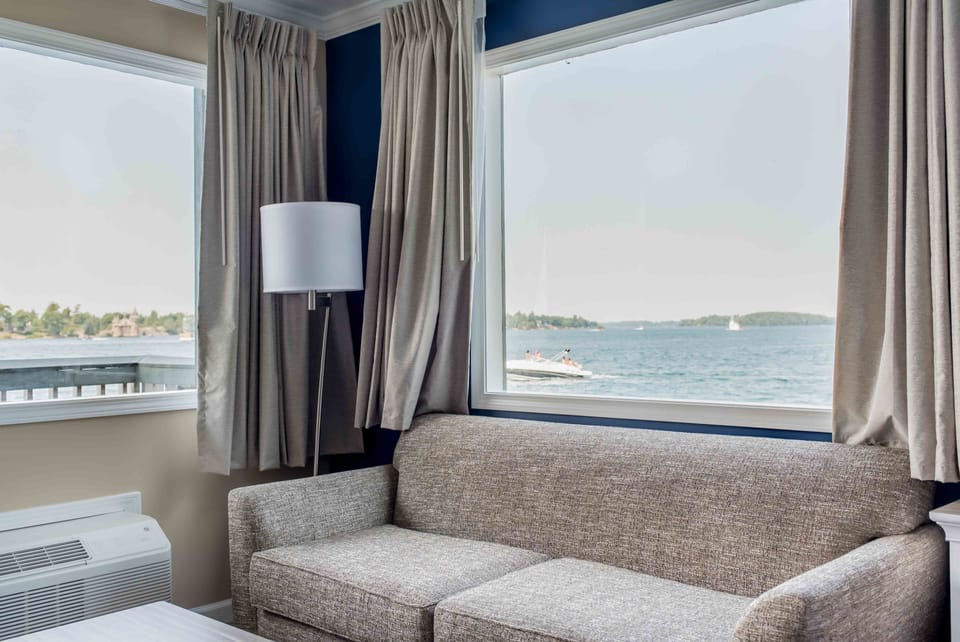King Riverfront Corner Castleview in Main Channel | Premium bedding, down comforters, pillowtop beds, blackout drapes