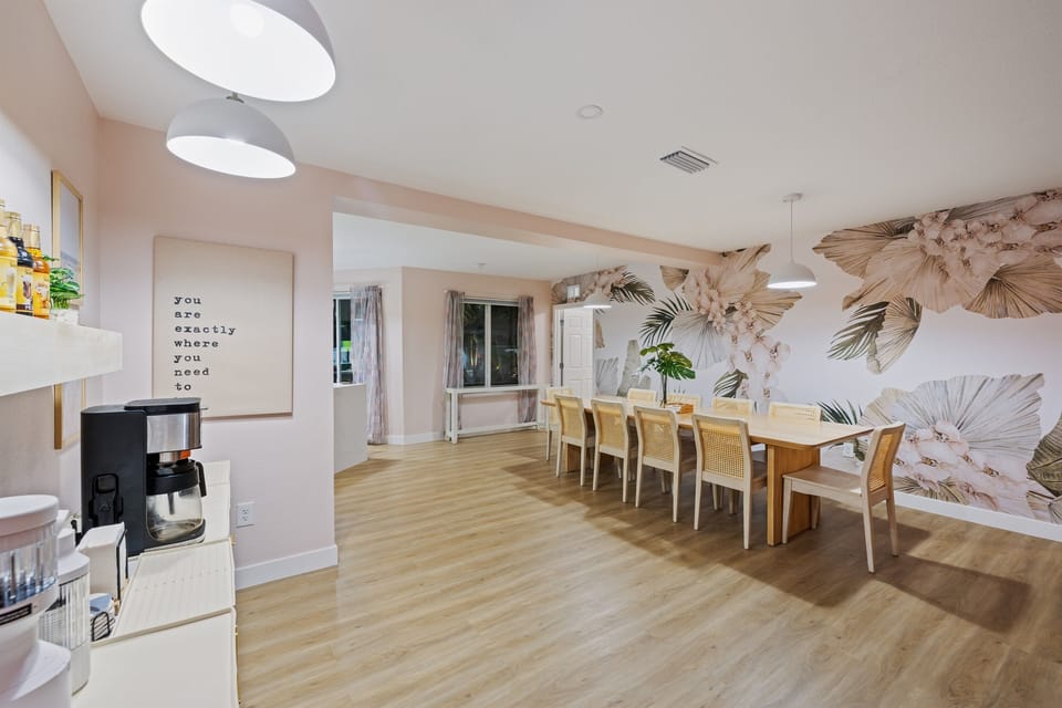 Spacious dining meets floral elegance—gather, laugh, and stay awhile.