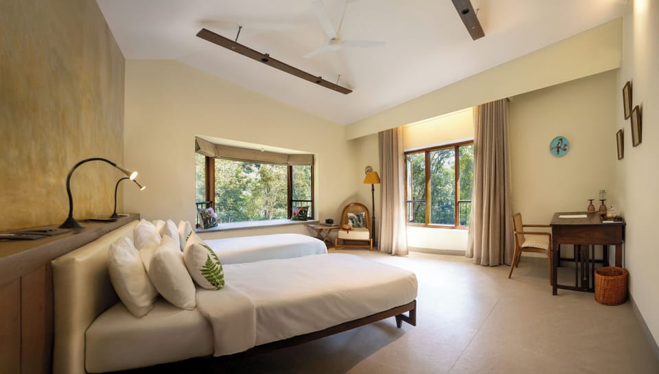 Double or Twin Room, Garden View | Laptop workspace, iron/ironing board, free WiFi