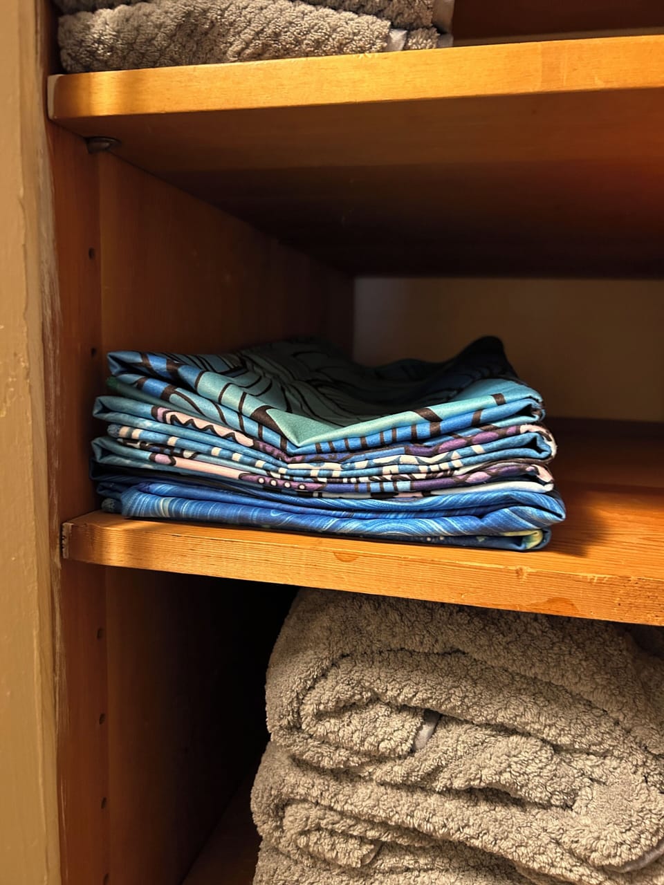 Extra beach towels in hallway closet. 