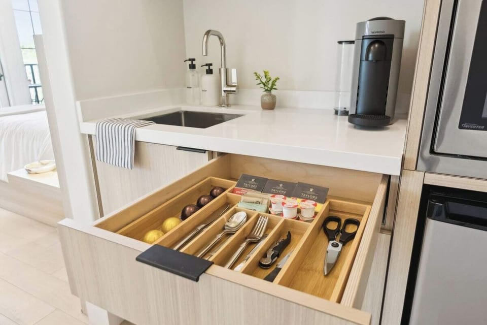Kitchenette with Nespresso Coffee Machine and Mini Fridge - No Stove