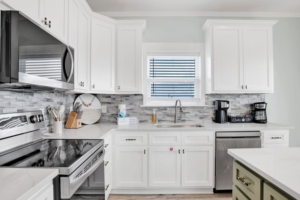 Stone counters throughout
