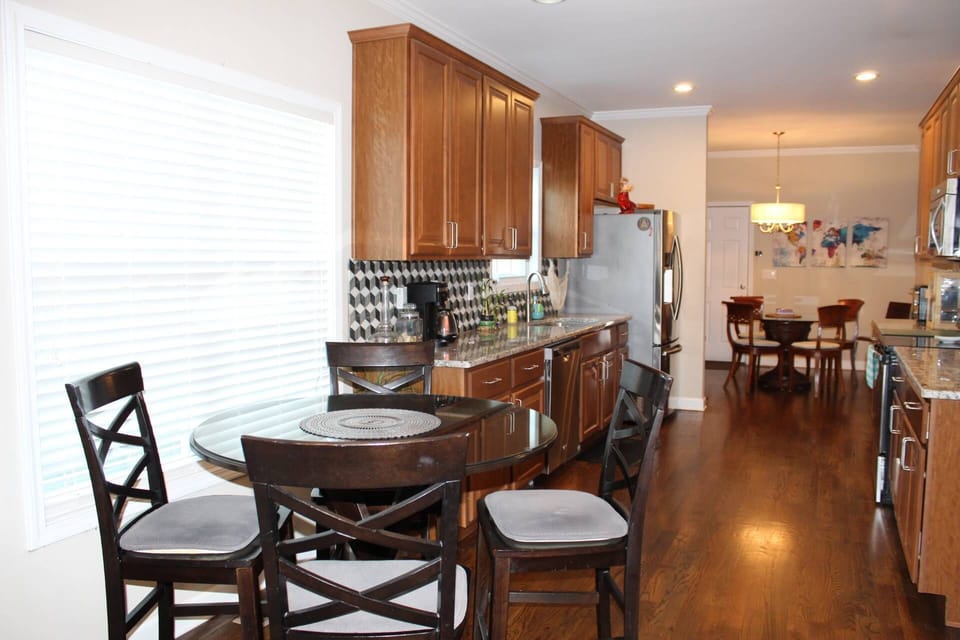 Making meals for the group is a breeze in this galley style kitchen with bright breakfast nook