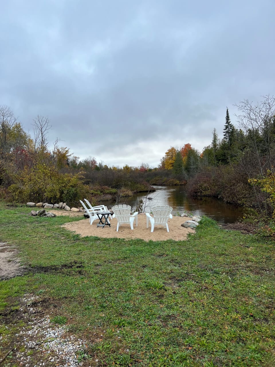 Little beach on river at campground