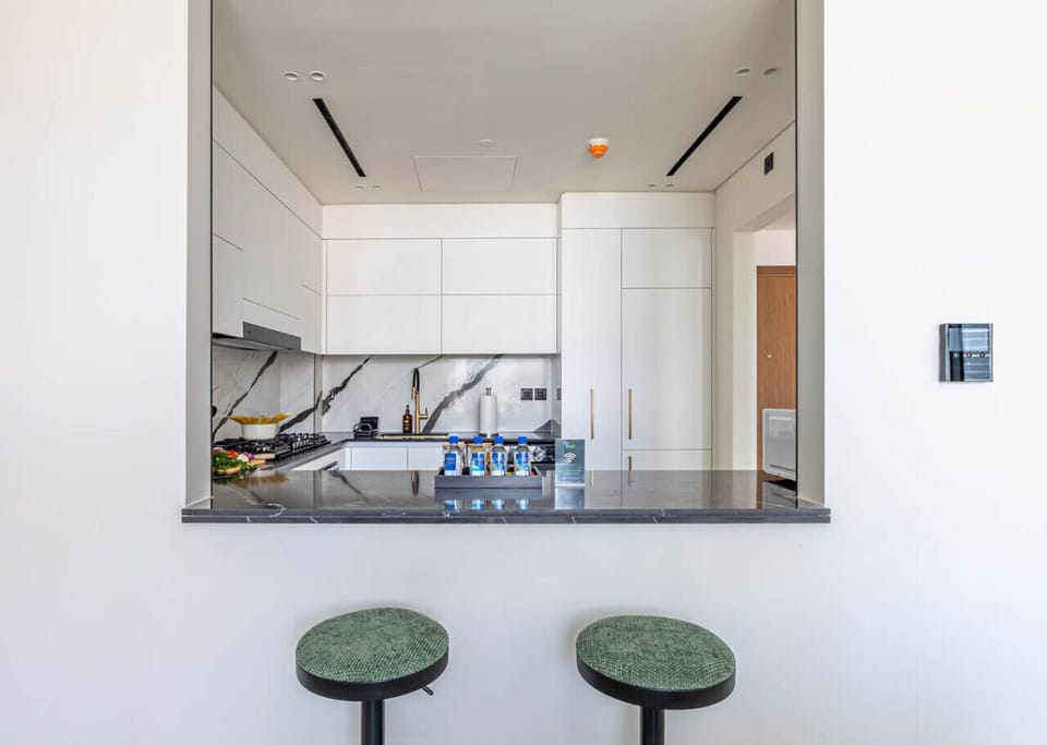 A standout kitchen with wide countertops and full-size appliances
