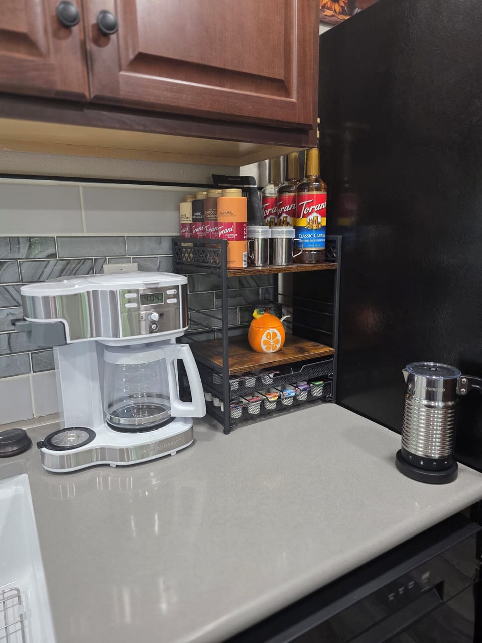 Coffee amenities fully stocked for your use