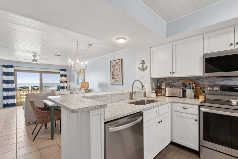 Updated Kitchen overlooking the ocean